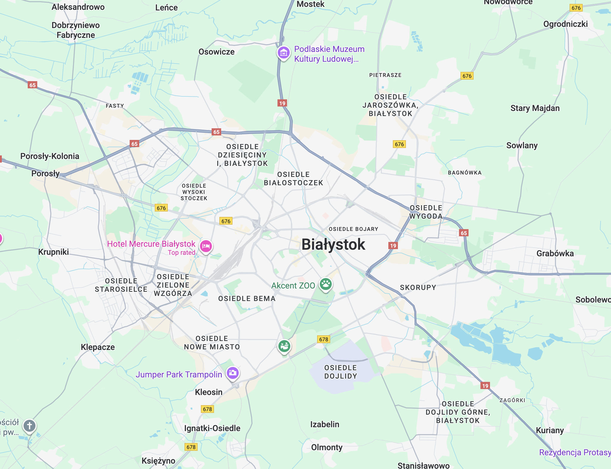 Mapa obszaru działania - Białystok